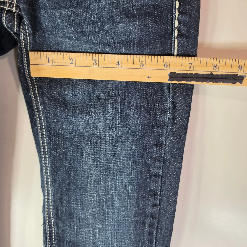 LA Idol USA Jeans Womens 0 W26 L31.5 Skinny Bling Rhinestone Thick Stitch Y2K